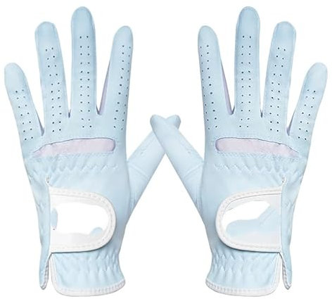 Golfhandschuhe Golfhandschuhe for Frauen, Dame, Mädchen, professionell, 1 Paar, Rosa, Blau, 2 Farben, Stoff, Sport, Golfspiel, Ball, Geschenk, 1 Paar Golfhandschuhe Damen(Blue 1 pair,Size 18)