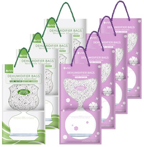 SaiXuan Sacs de Déshumidificateur Suspendus, 8 Pcs Sachet Anti Humidité avec Lavande et Thé Vert, pour Placard, Voitures, Salles de Bains, Armoires à Chaussures, avec Effet Anti-Moisissure