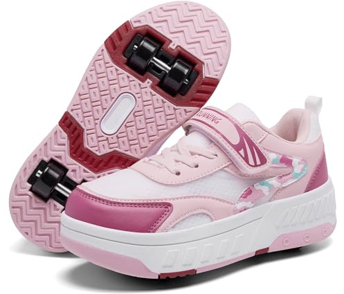 YINGCSM Chaussures à roulettes pour garçons et Filles, Patins à roulettes 2 en 1, Chaussures de Sport, Chaussures de Skateboard