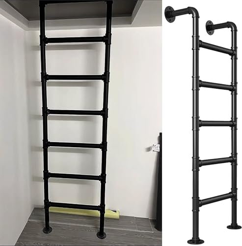 Multifunktionell 185 cm Egress-stege för källarfönster, väggmonterad smidesjärn, metallstegstege för loft, våningssäng, lastbil, båt, RV - säker klättringslösning