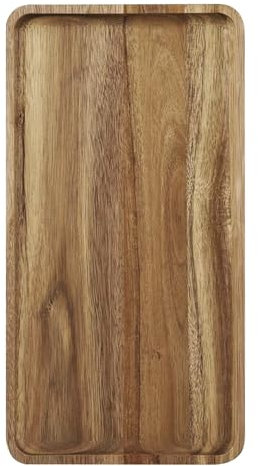 Acacia Wooden Serving Tray - Wooden Charcuterie Board - Rectangle Wood Platter for Serving Food, Fruit & Cheese Board 35cmx18cm Wood Dessert Trays (1)