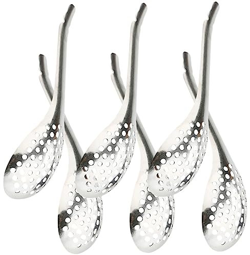 BESTYASH 6 Cucchiai Forati Piccoli Cucchiai Da Portata Da Cucina Da Forno Per Caviale Da Cucina In Acciaio Inox Per Mescolare In Acciaio Inox Per Gourmet Argento