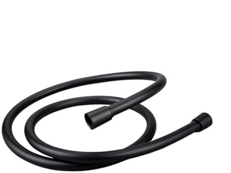 Tuyau Douche,Flexible De Douche Tuyau de douche lisse en PVC, argent et noir, Uso apto para salle de bains, tête portative, plomberie Flexible, Anti-enroulement, GI/2 universel(PVC 1.5M Black)