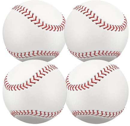 Xsybegdlk 4 Pack BaseBall Standard 9 Inch, Hard Rubber Leather baseball ball for Practice & Games, Rounders Ball, Training Base ball for Outdoor Sports for Youth And Adult