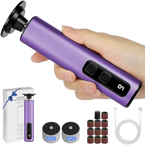 HOTUT Pedicura Profesional Para Pies 2 en 1,Eliminador de Callos Eléctrico con Pantalla LCD y 9 Velocidades,Electrica Pies Durezas con 50 Hojas Reemplazables de Papel Abrasivo para Callos,Piel Muerta
