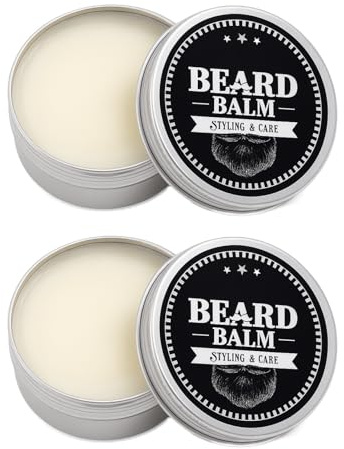 Beard Balm for Men 2 Pack - Nourishing Beard Butter with Beeswax & Vitamin E, Lightweight Beard Cream for Softening & Styling, Fresh Scent Grooming Care