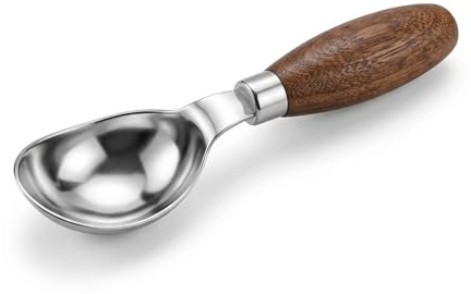 Cuchara de helado, cuchara de metal, cuchara de helado de acero inoxidable, diseño resistente y duradero, fácil de limpiar, adecuada para gelatina, masa de galletas, sorbete, almendra, plata