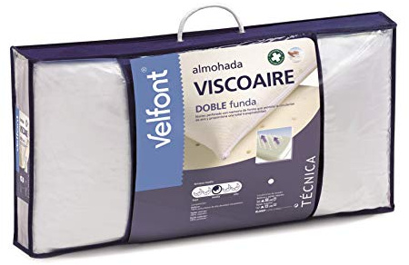 Velfont Almohada Viscoaire (70cm), tamaño: 1 Unidad, color: Blanco, material: 100% poliéster y 100% algodón, firmeza media, doble funda piqué con cremallera, transpirable
