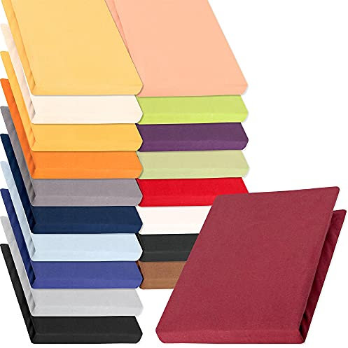 aqua-textil Pur Jersey Spannbettlaken 120x200-130x220 cm Bordeaux rot Wasserbett Boxspringbett 160g/qm Mako Baumwolle