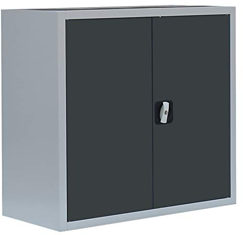 Flügeltürenschrank komplett montiert Metallschrank abschließbar Lagerschrank Aktenschrank 1 Fachböden 530308 Anthrazit 75x 80x 38cm