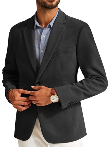 PJ PAUL JONES Blazer en velours côtelé pour homme, coupe ajustée à deux boutons, veste de sport décontractée, noir, Taille M