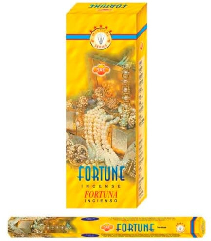 Aromasenses Incienso Fortuna Hexagonal Sac – Caja de 6 Tubos con 120 Varillas | Atracción de Buena Suerte, Prosperidad y Energía Positiva | Aromático, Esotérico y Duradero