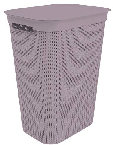 Rotho Brisen Raccoglitore di Lavaggio con Coperchio e 2 Maniglie, Plastica (PP) senza BPA, Malva, 50 L, 43.1 x 34.0 x 52.9 cm