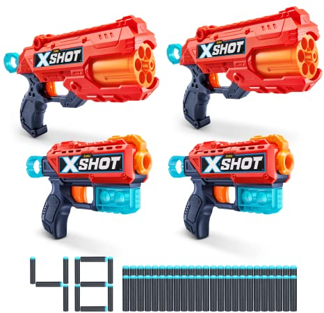 X-Shot Excel Double Kickback Blaster, Double Reflex 6 Schaumstoffdart-Blaster Kombi Value Pack (48 Darts, 3 Dosen)