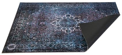 DRUMnBASE Vintage Persian Style Stage Mat, Non Slip Waterproof Rug for Stage or Studio Use to Reduce Vibrations, Blue, 4.26 FT X 3 FT