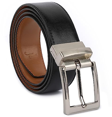 JULIUR LAMONT Premium Gürtel Herren Leder Ledergürtel als Wendegürtel - Herrengürtel als Businessgürtel, Jeansgürtel und Anzuggürtel wendbar und drehbar schwarz und braun (zweifarbig zum Wenden)