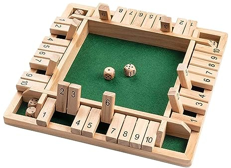 MplehDa Wooden Board Game, 4 Player Shut The Box Game Dice Game Wooden Math Traditional Pub Board Dice Game Travel 4 Players Great Family Board Games Holiday Fun Game