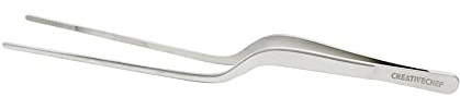 CREATIVECHEF Pinzette da cucina ergonomiche da 20,3 cm per placcatura, pinzette fini, pinze da cucina per chef, per la riparazione di alimenti e riparazioni in acciaio inossidabile, pinzette di