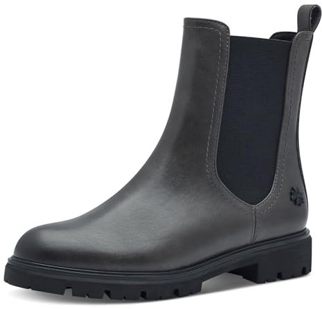 MARCO TOZZI by Guido Maria Kretschmer Damen Chelsea Boots Flach mit Reißverschluss, Grau (Dk.Grey), 37 EU