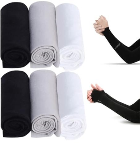 KASESSS 6 Paia Manicotti Braccia, Anti UV Manicotto Braccio, Maniche per Braccia UV Protezione, Manicotto Padel Protezione Solare, Arm Sleeve per Running, Bicicletta, Golf, Guida, Unisex