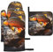 YYHWHJDE Kitchen Baking Set of 3 - Insulated Gloves and Pot Lid Pad for Oven and Grilling Brook Trout Fly Fishing Picture