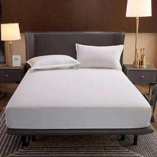 Spannbettlaken ohne Kissenbezug, Gummiband, Schlafzimmerunterlage, Baumwolle, Matratzenbezug, Leinen, schlicht, weiß, 200 x 220 cm, 26 cm