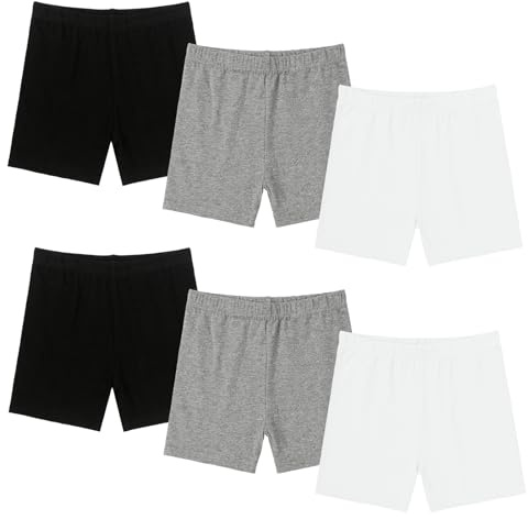 Jeayita Girls Cycling Shorts 100% Cotton Shorts Girls (5-14 Yeara Old) Black Cycling Stretchy Dancing Bike Pants Breathable and Comfy Kids Underdress 6 Pack