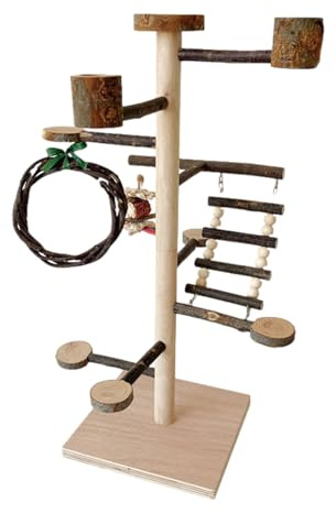 Parco giochi in legno per uccelli - parco giochi per parrocchetti, parrocchetti all'aperto per pappagalli | parco giochi in legno pesce persico di addestramento per cacatua, piccioncini e peri