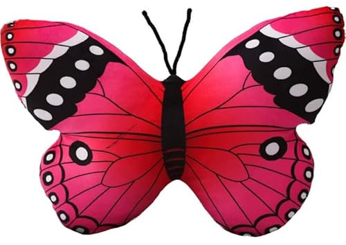 Graceever Bonito cojín de mariposa realista con forma de mariposa, peluche mullido, cojín de peluche, regalo relleno para niños y adultos (rosa, 40 x 30 cm)