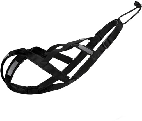 2026 Neu Mushing-Geschirr für Hundeschlitten, Übung für Haustiere, Gewichtszug-Schlittengeschirr, Bikejöring, Skijöring, großes Laufhundeschlittenfahren, Canicross, Scootering (Black, XL)