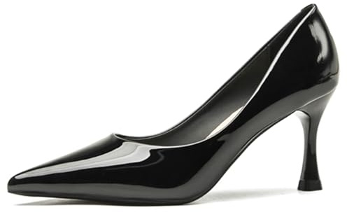 Gueploer Tacchi Alti da Donna, Décolleté Classiche con Punta Chiusa E Tacco Sottile, per Feste, Vita Quotidiana, Ufficio, Matrimoni,Nero,39 EU