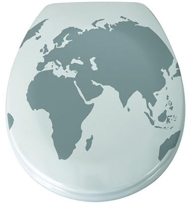 MSV Design WC Sitz, Absenkautomatik, Fast Fix/Schnellbefestigung, Befestigung mit Knopfdruck, Toilettensitz WC Deckel Klobrille World weiß