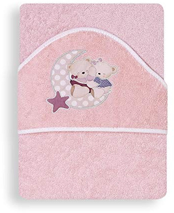 Interbaby Asciugamano con cappuccio per neonato OSITO AMOROSO in rosa - 560 g