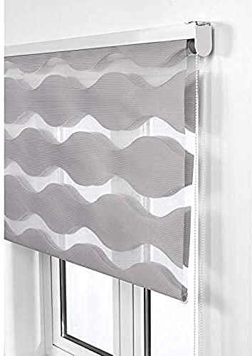 Estoralis JEOR | Estor Enrollable Noche y Dia Diseño Moderno | Doble Tejido | Color Gris | 170 x 255 cm (Ancho/Alto) Tamaño Tela 167 x 250 cm | Estores para Ventanas y Puertas