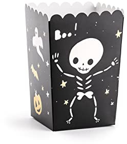 Party Deco 6 Halloween Popcorn Boxes with Skeleton Ghost Bat and Pumpkin Party Gift Boxes for Halloween