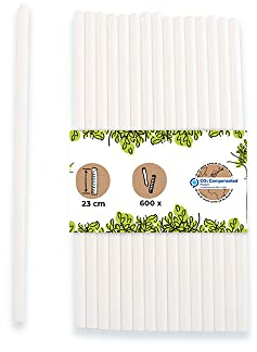 BIOZOYG Pajitas de papel Jumbo 23cm paja 8mm Ø I pajitas biodegradables I pajitas blancas respetuosas con el medio ambiente I pajitas de fiesta para batidos I pajitas de papel 600 unidades