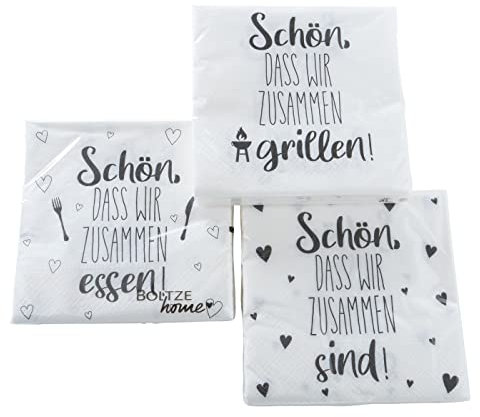 60 Servietten Schön, dass wir zusammen... / Spruch/Feiern/Essen/Grillen 33x33