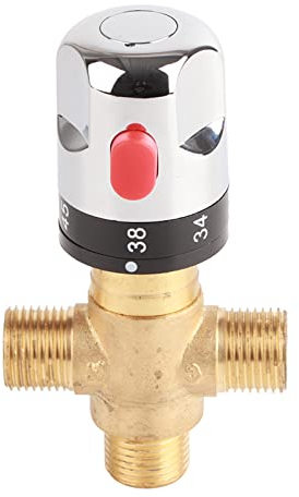 ZLXHDL VáLvula Mezcladora TermostáTica, De LatóN De Control TermostáTico De Mezcla De Agua, 38 ° C A 42 ° C VáLvula De Control De Temperatura del Agua con G1/2 « (Dn15) Conexiones Externas