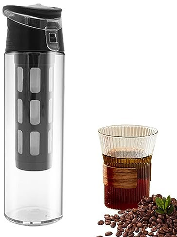 Anloximt Café Frío Café Helado Botella Cafetera Infusión en Frío con Filtro Malla Taza Infusor Té para Casa Viaje Camping Al Aire Libre