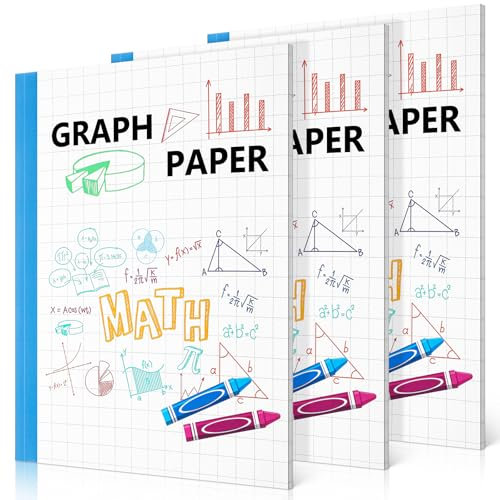 Ctosree 3 Pcs Primary Graph Paper for Kids, 1/2 Inch Squares