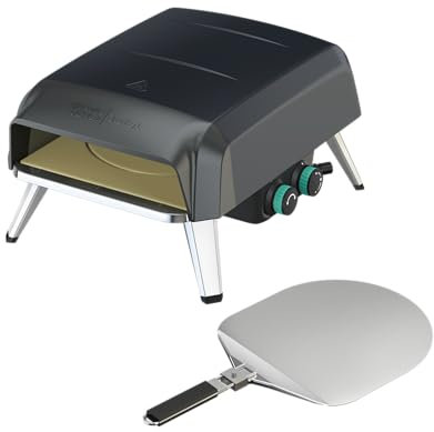 Jamie Oliver by Tefal Outdoor Gas Pizza Oven, Rotating Stone for Homemade Pizza, Pizza Parties, includes Pizza Peel, Gas Hose and Regulator, portable, foldable legs, black JM4168G0