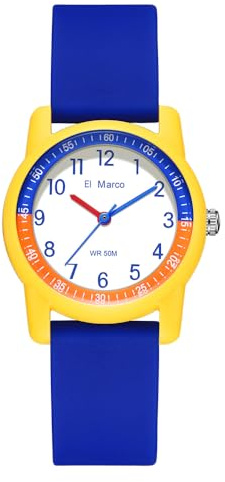 Urdesw Kids Watch for Boys Girls Watches Age 3-10, 32MM Dial-5ATM Waterproof Kids Analog Watch Time Teaching Easy to Read Kids Gifts (Blue)
