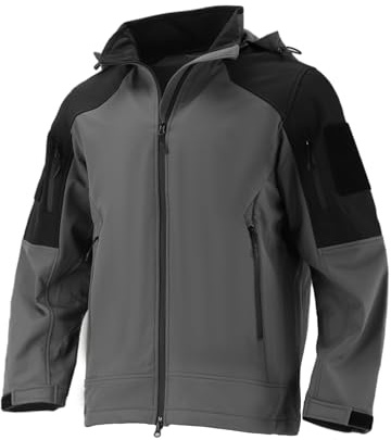 Flyplus Men's Waterproof Softshell Jacket with Hood, Fleece Lined