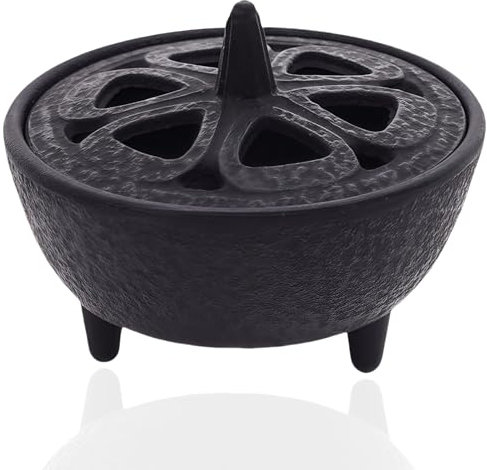 Lotus Flower Incense Burner, Cast Iron, Multifunctional Aromatherapy Incense Holder for Sticks, Resin, Cone, Office, Yoga, Living Room Decoration