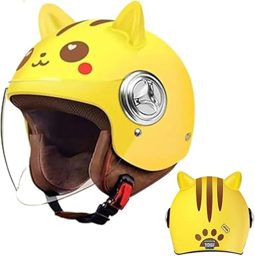 Casque Moto Enfant, Casque Scooter, Casque Jet Avec Pare-Soleil, Casque De Scooter Pour Filles, Casque De Cyclomoteur Pour Garçons, Poche À Fermeture Rapide A,48-53cm