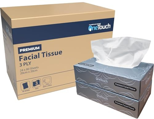 3-Ply Facial Tissues Soft & Absorbent Luxuriously Premium White Tissue Paper 80 Sheets per Box for Home Office Travel Hypoallergenic Tissue, Skin-Friendly Tissue Everyday Disposable Tissues (3)