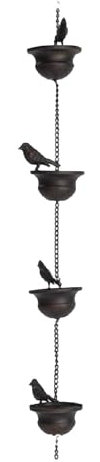 HGZLQKD Bird Rain Gutter Chain Rainwater Catcher Chain Home Replacement for Downspouts Pouring Cups for Gazebos Garden Sheds Roofs, 60cm