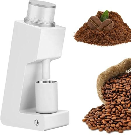 Elektrisk Kaffekvarn med Malverk, Kaffebönkvarn med 38mm Konkvarn, Single-Dose Espressokvarn, Kaffebönkvarn med Oändligt Justerbar Hastighet,White