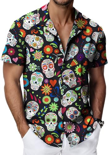 HMIYA Camisa hawaiana para hombre, camisa hawaiana de manga corta con botones