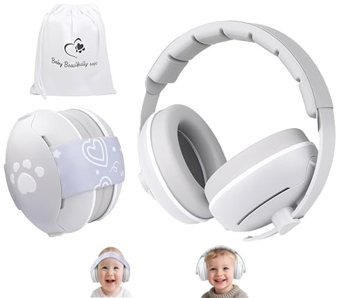 GUKOY 2 en 1 Casque Anti Bruit pour Bebe, Protection Auditive, Amélioration du Sommeil Avion Bandeaux Antidérapants Nourrisson, Certifiée CE, Enfant jusqu'à 48 Mois